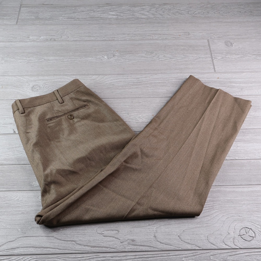 INCOTEX Soft Twill High Comfort Wool Trouser Men's 38x27 Brown Beige Cuffed
